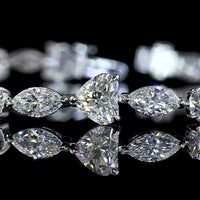 14K White Gold 7.5" Tennis Bracelet with Mixed Shape Lab Diamonds (Brilliant, Heart, Marquise, Round) - 9.49 Carats Total Diamond Weight - Covaloro Fine Jewelry