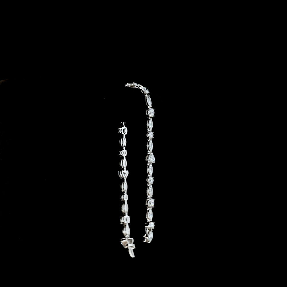 14K White Gold 7.5" Tennis Bracelet with Mixed Shape Lab Diamonds (Brilliant, Heart, Marquise, Round) - 9.49 Carats Total Diamond Weight - Covaloro Fine Jewelry