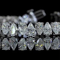 14K White Gold 7.5" Tennis Bracelet with North-South Pear Shape Lab Diamonds - 12.49 Carats Total Diamond Weight - Covaloro Fine Jewelry