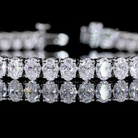 14K White Gold 7.5" Tennis Bracelet with North-South Prong Set Lab Grown Oval Diamonds - 9.23 Carat Total Weight - Covaloro Fine Jewelry