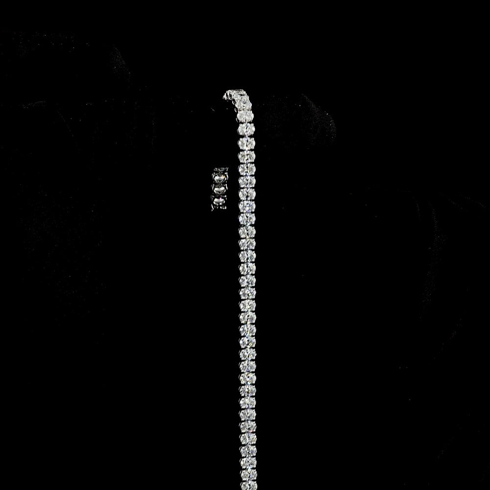 14K White Gold 7.5" Tennis Bracelet with North-South Prong Set Lab Grown Oval Diamonds - 9.23 Carat Total Weight - Covaloro Fine Jewelry