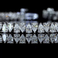 14K White Gold 7.5" Tennis Bracelet with North-South Prong Set Pear Shape Lab Diamonds - 4.73 Carat Total Weight, E-F Color, VS1 Clarity - Covaloro Fine Jewelry