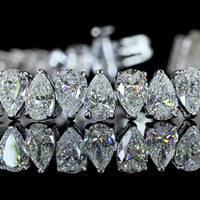14K White Gold 7.5" Tennis Bracelet with North-South Prong Set Pear Shape Lab Grown Diamonds - 15.18 Carat Total Weight - Covaloro Fine Jewelry