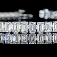 14K White Gold 7.5" Tennis Bracelet with North-South Set Emerald Cut Lab Diamonds - 14.01 Carat Total Weight - Covaloro Fine Jewelry