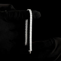 14K White Gold 7.5" Tennis Bracelet with North-South Set Emerald Cut Lab Diamonds - 14.01 Carat Total Weight - Covaloro Fine Jewelry