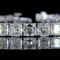 14K White Gold 7.5" Tennis Bracelet with Prong Set Asscher Cut Lab Diamonds - 19.77 Carat Total Diamond Weight - Covaloro Fine Jewelry