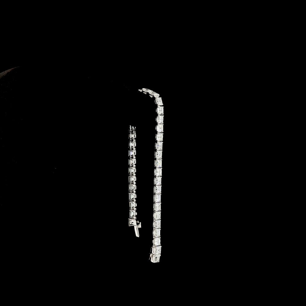 14K White Gold 7.5" Tennis Bracelet with Prong Set Asscher Cut Lab Diamonds - 19.77 Carat Total Diamond Weight - Covaloro Fine Jewelry