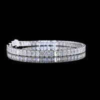 14K White Gold 7.5" Tennis Bracelet with Prong-Set Emerald Cut Lab Diamonds - 13.34 Carats Total Diamond Weight - Covaloro Fine Jewelry