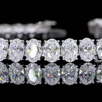 14K White Gold 7.5" Tennis Bracelet with Prong Set Oval Cut Lab Diamonds - 14.86 Carat Total Diamond Weight E-F VS - Covaloro Fine Jewelry