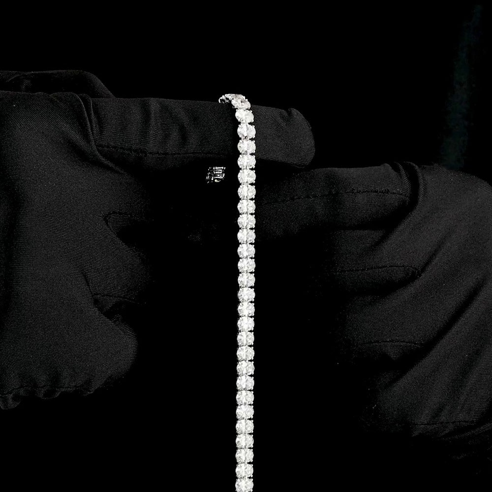 14K White Gold 7.5" Tennis Bracelet with Prong Set Oval Cut Lab Diamonds - 14.86 Carat Total Diamond Weight E-F VS - Covaloro Fine Jewelry
