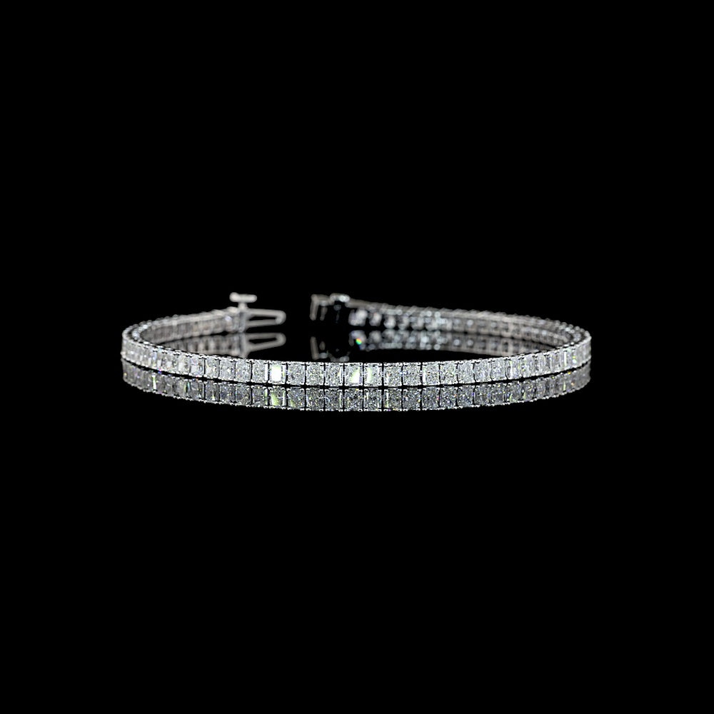 14K White Gold 7.5" Tennis Bracelet with Prong Set Radiant Cut Lab Diamond - 5.12 Carat Total Weight (E-F Color, VS1 Clarity) - Covaloro Fine Jewelry