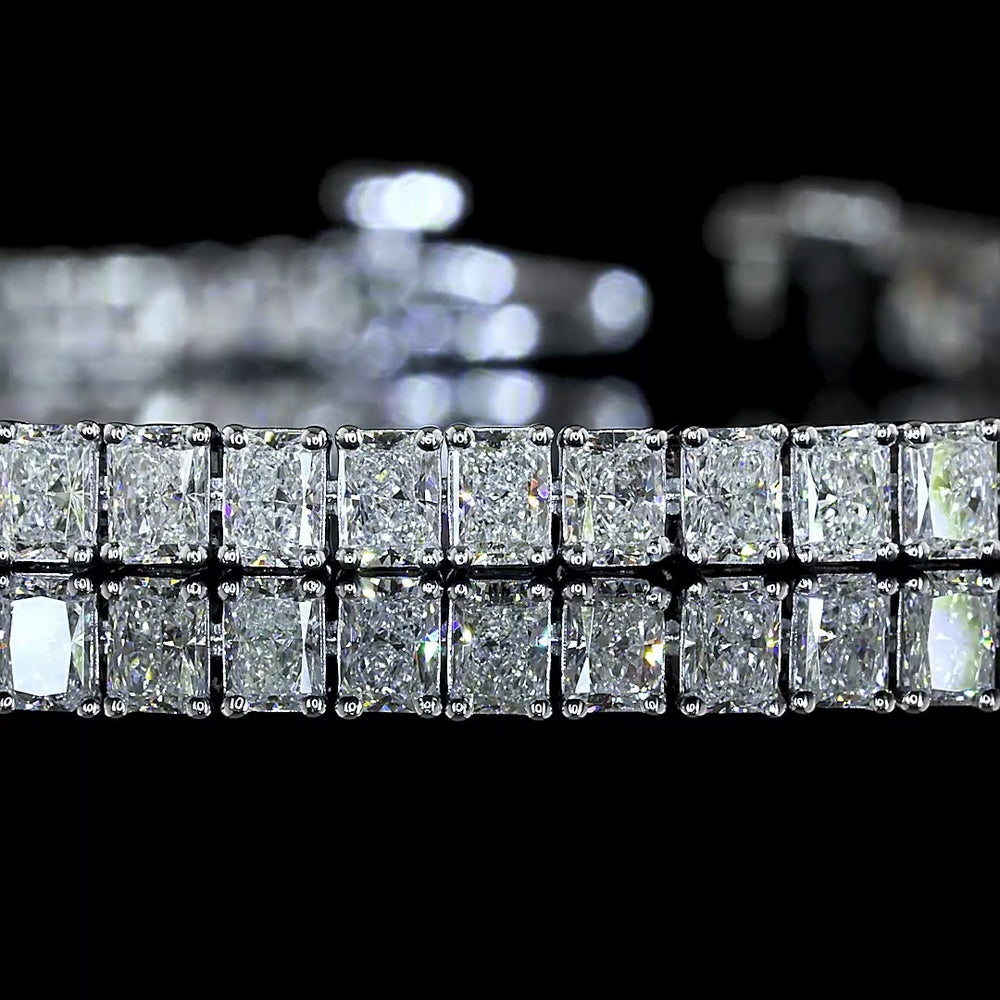 14K White Gold 7.5" Tennis Bracelet with Prong Set Radiant Cut Lab Diamond - 5.12 Carat Total Weight (E-F Color, VS1 Clarity) - Covaloro Fine Jewelry