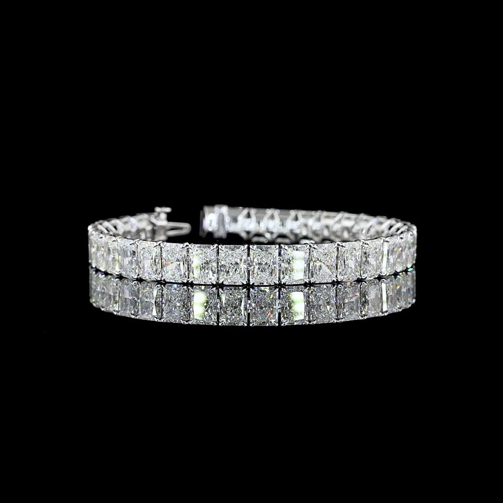 14K White Gold 7.5" Tennis Bracelet with Prong Set Radiant Cut Lab Diamonds - 31.87 Carat Total Diamond Weight - Covaloro Fine Jewelry