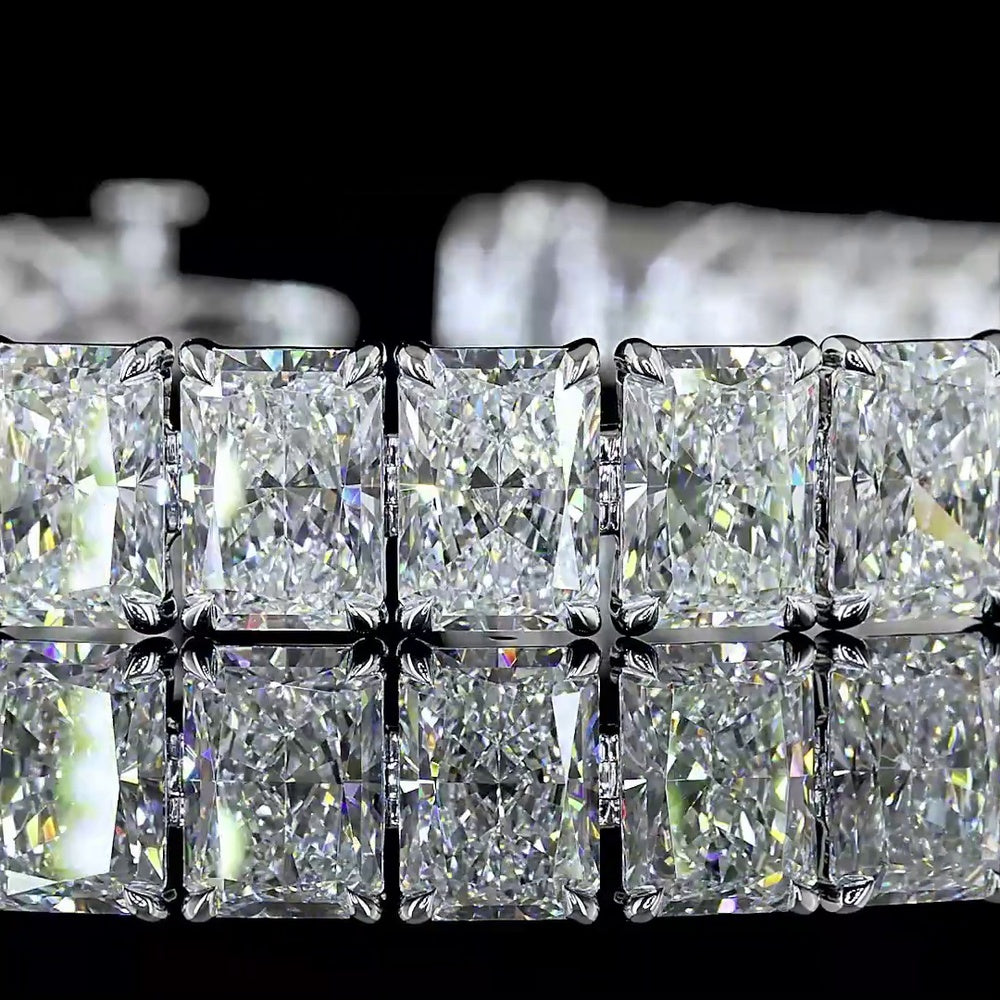 14K White Gold 7.5" Tennis Bracelet with Prong Set Radiant Cut Lab Diamonds - 31.87 Carat Total Diamond Weight - Covaloro Fine Jewelry