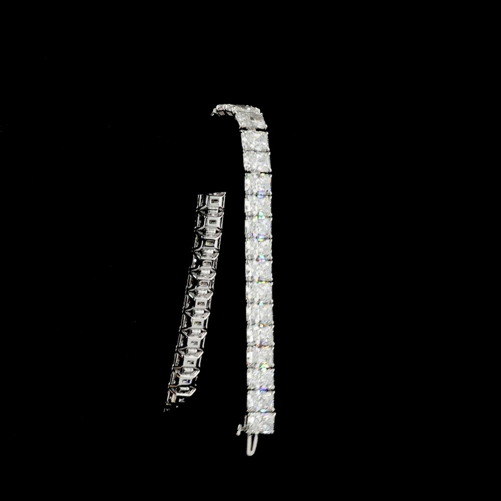 14K White Gold 7.5" Tennis Bracelet with Prong Set Radiant Cut Lab Diamonds - 31.87 Carat Total Diamond Weight - Covaloro Fine Jewelry