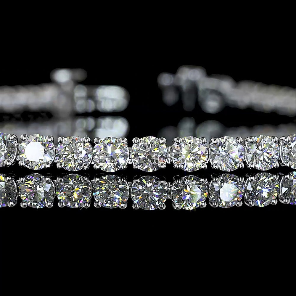 14K White Gold 7.5" Tennis Bracelet with Prong Set Round and Marquise Cut Lab Diamonds - 5.99 Carat Total Diamond Weight - Covaloro Fine Jewelry