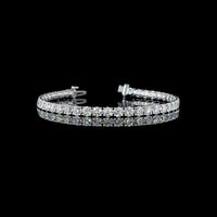 14K White Gold 7.5" Tennis Bracelet with Prong Set Round Lab Grown Diamonds - 10.34 Carats Total Diamond Weight, E-F Color VS2 Clarity - Covaloro Fine Jewelry