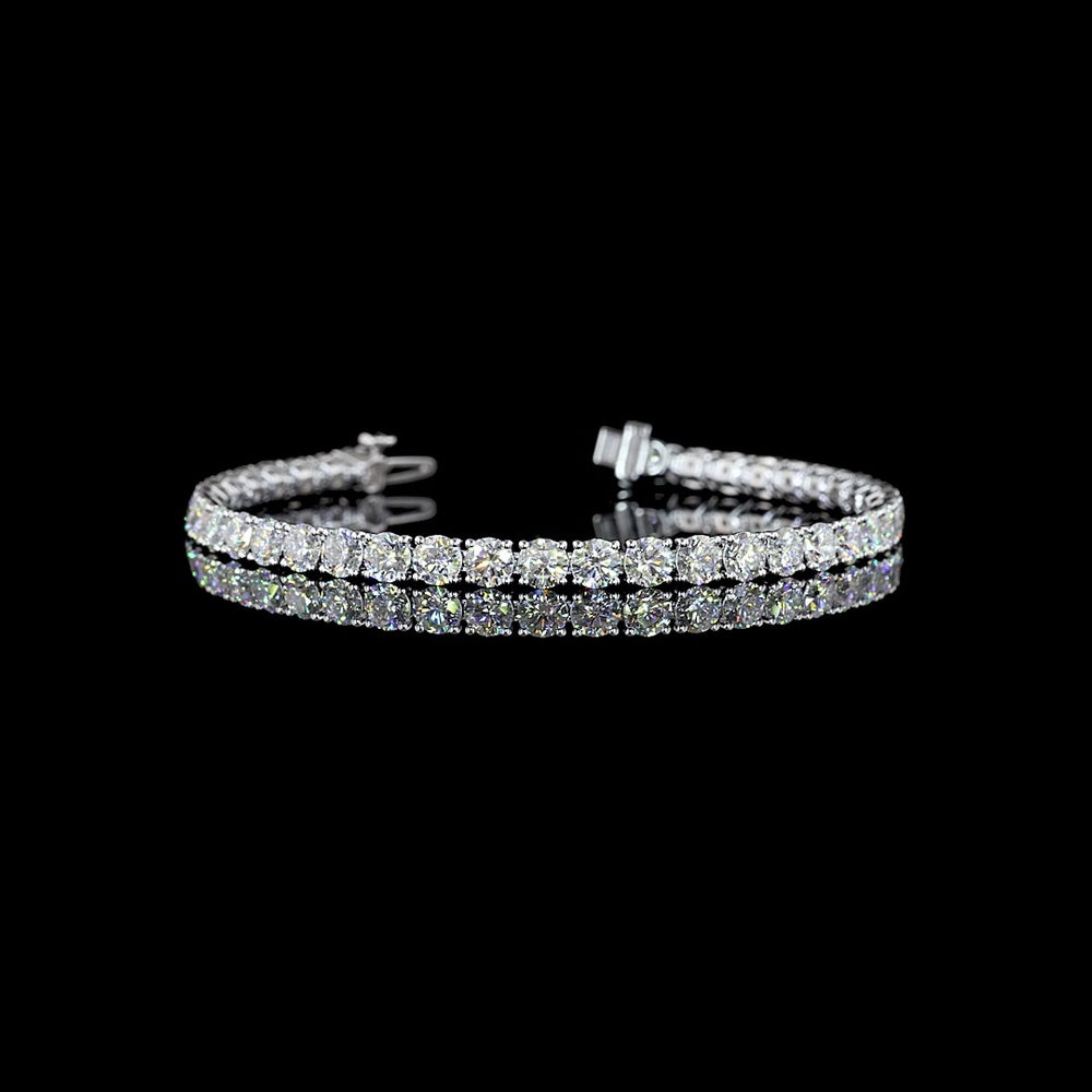 14K White Gold 7.5" Tennis Bracelet with Prong Set Round Lab Grown Diamonds - 10.34 Carats Total Diamond Weight, E-F Color VS2 Clarity - Covaloro Fine Jewelry