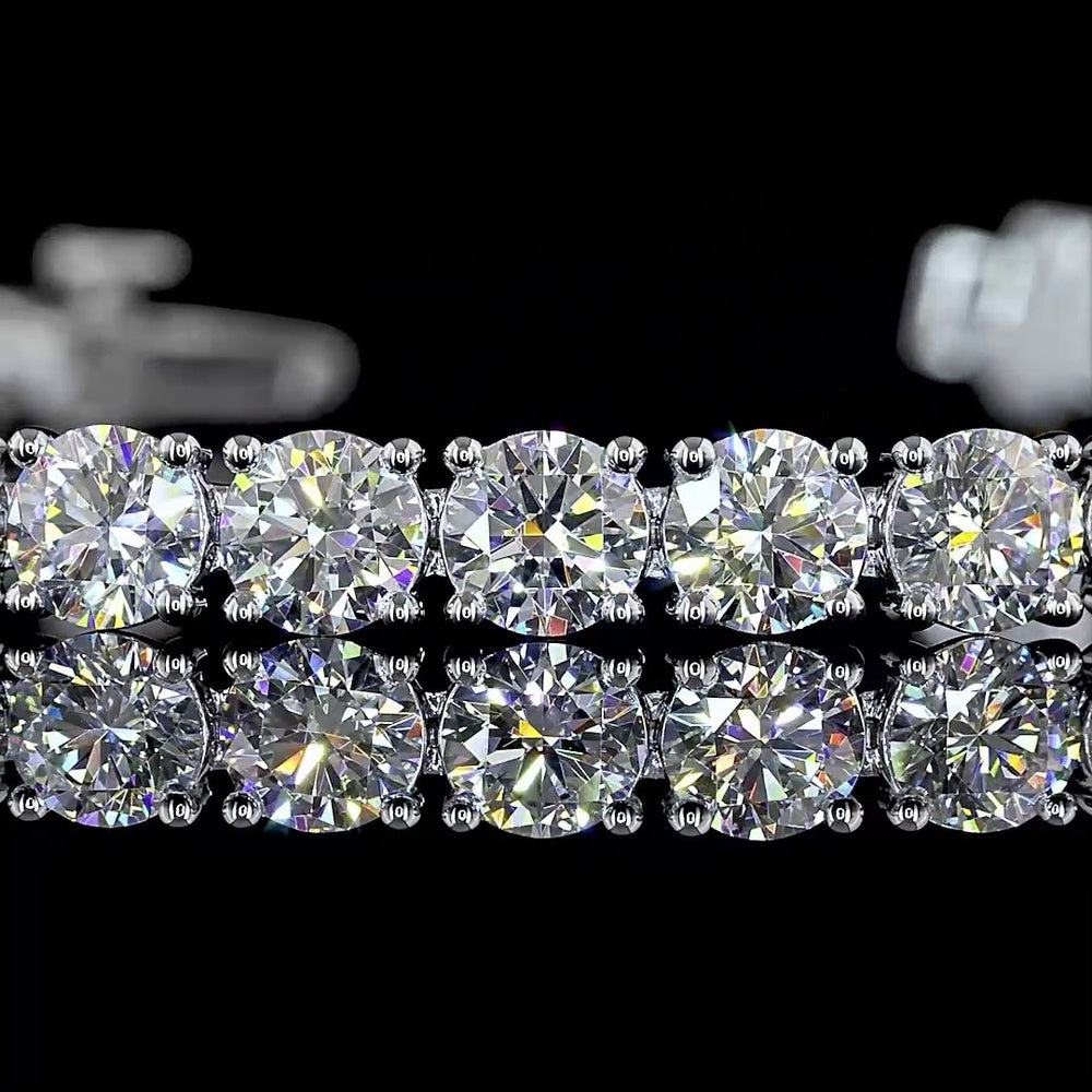 14K White Gold 7.5" Tennis Bracelet with Prong Set Round Lab Grown Diamonds - 10.34 Carats Total Diamond Weight, E-F Color VS2 Clarity - Covaloro Fine Jewelry