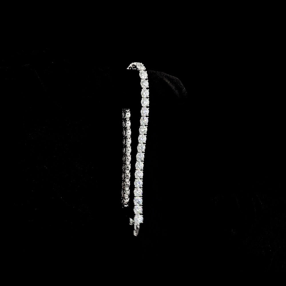 14K White Gold 7.5" Tennis Bracelet with Prong Set Round Lab Grown Diamonds - 10.34 Carats Total Diamond Weight, E-F Color VS2 Clarity - Covaloro Fine Jewelry