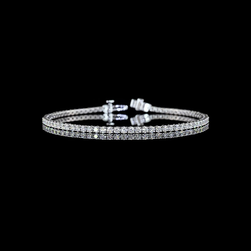 14K White Gold 7.5" Tennis Bracelet with Prong Set Round Lab Grown Diamonds - 2.90 Carats Total Diamond Weight - Covaloro Fine Jewelry
