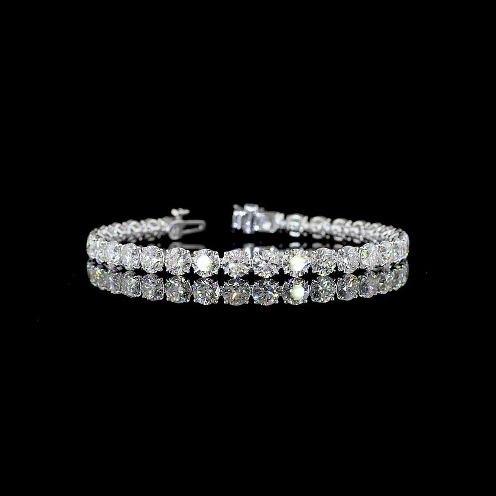 14K White Gold 7.5" Tennis Bracelet with Round and Marquise Cut Lab Diamonds - 16.35 Carat Total Diamond Weight - Covaloro Fine Jewelry