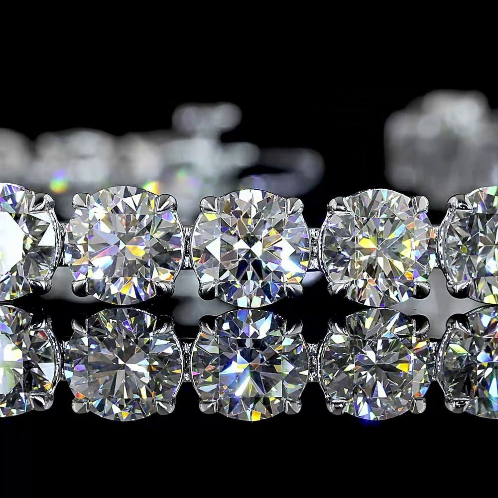 14K White Gold 7.5" Tennis Bracelet with Round and Marquise Cut Lab Diamonds - 16.35 Carat Total Diamond Weight - Covaloro Fine Jewelry