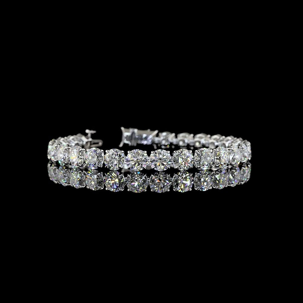 14K White Gold 7.5" Tennis Bracelet with Round and Marquise Lab Diamonds - 26.04 Carats Total Diamond Weight - Covaloro Fine Jewelry