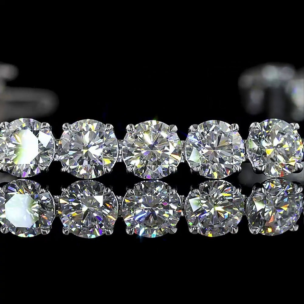 14K White Gold 7.5" Tennis Bracelet with Round and Marquise Lab Diamonds - 26.04 Carats Total Diamond Weight - Covaloro Fine Jewelry