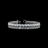 14K White Gold 7.54 Carat Tennis Bracelet with Prong Set Pear Cut Natural Diamonds (E-F Color, VS+ Clarity, 70 Stones) - Covaloro Fine Jewelry