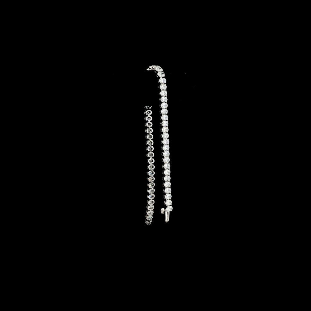 14K White Gold 7.56 Carat Tennis Bracelet with North-South Oval Lab Diamonds, E-F Color VS Clarity, 56 Stones - Covaloro Fine Jewelry