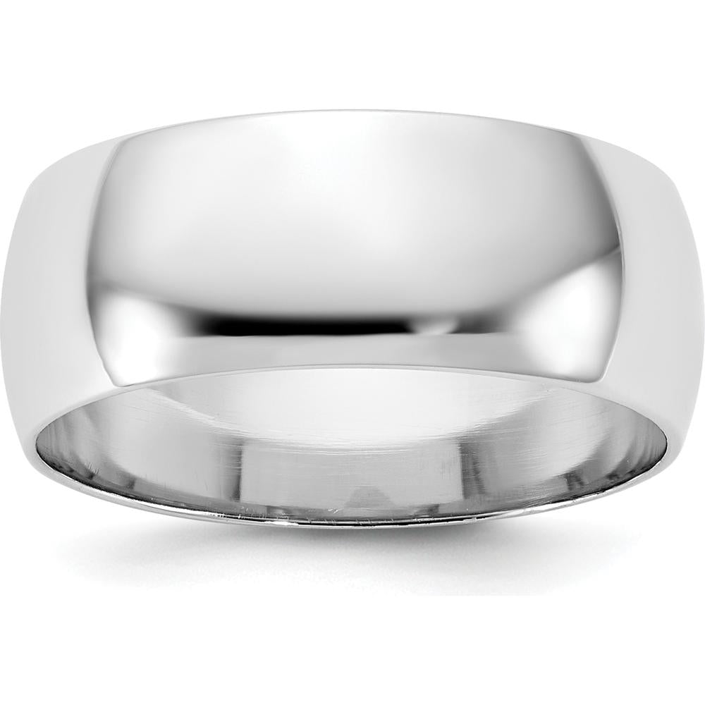 14K White Gold 7.5mm Domed Half Round Wedding Band - Polished Finish by Luciano & Cie