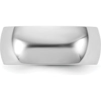 14K White Gold 7.5mm Domed Half Round Wedding Band - Polished Finish by Luciano & Cie