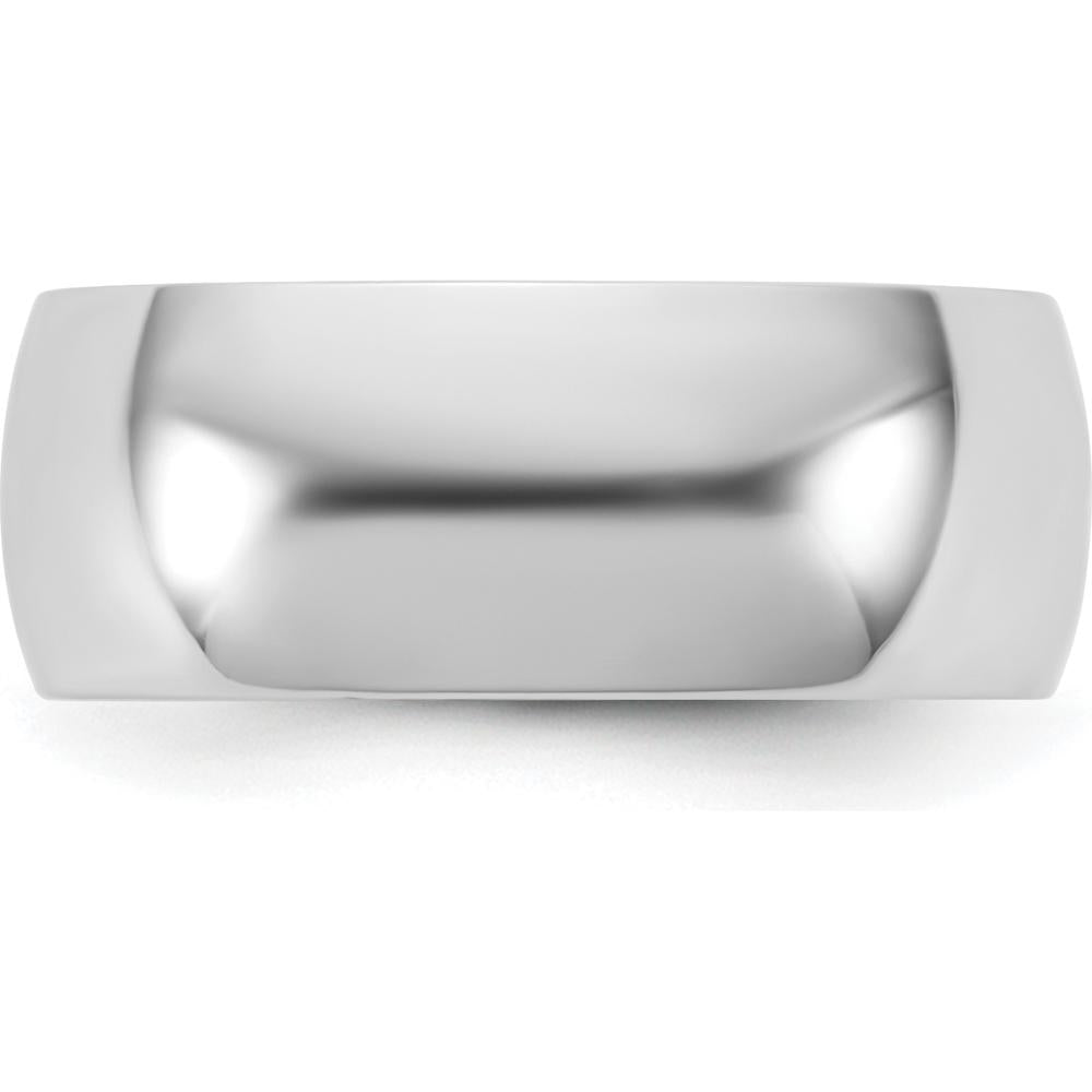 14K White Gold 7.5mm Domed Half Round Wedding Band - Polished Finish by Luciano & Cie
