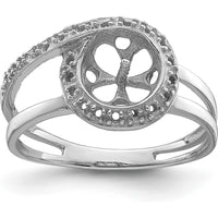 14K White Gold 7.5mm Pearl and Diamond Halo Ring Mounting with Dual-Band Design by Oro Pregiato