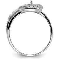 14K White Gold 7.5mm Pearl and Diamond Halo Ring Mounting with Dual-Band Design by Oro Pregiato