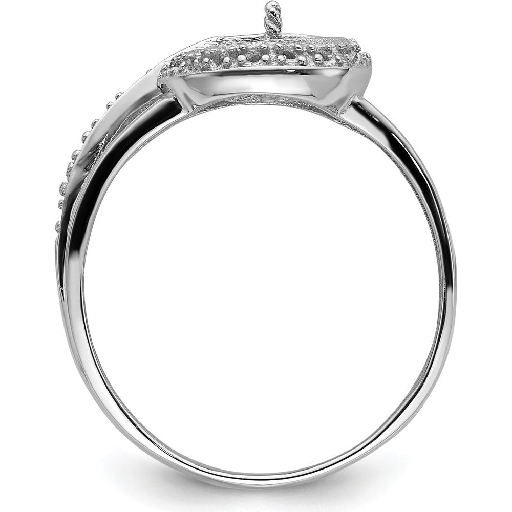 14K White Gold 7.5mm Pearl and Diamond Halo Ring Mounting with Dual-Band Design by Oro Pregiato