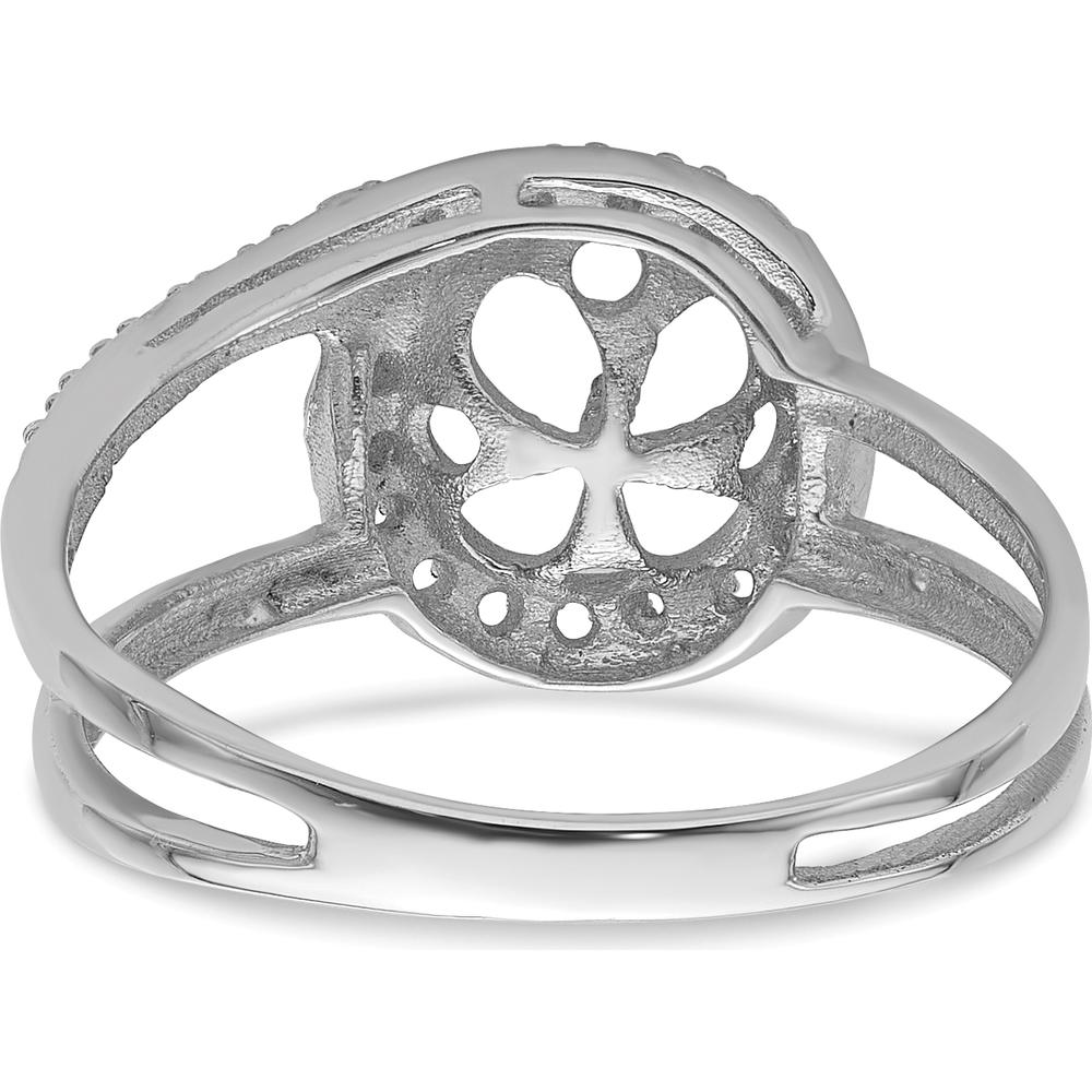 14K White Gold 7.5mm Pearl and Diamond Halo Ring Mounting with Dual-Band Design by Oro Pregiato