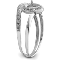 14K White Gold 7.5mm Pearl and Diamond Halo Ring Mounting with Dual-Band Design by Oro Pregiato