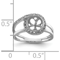 14K White Gold 7.5mm Pearl and Diamond Halo Ring Mounting with Dual-Band Design by Oro Pregiato