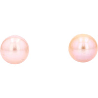 14K White Gold 7.5mm Pink Pearl Stud Earrings