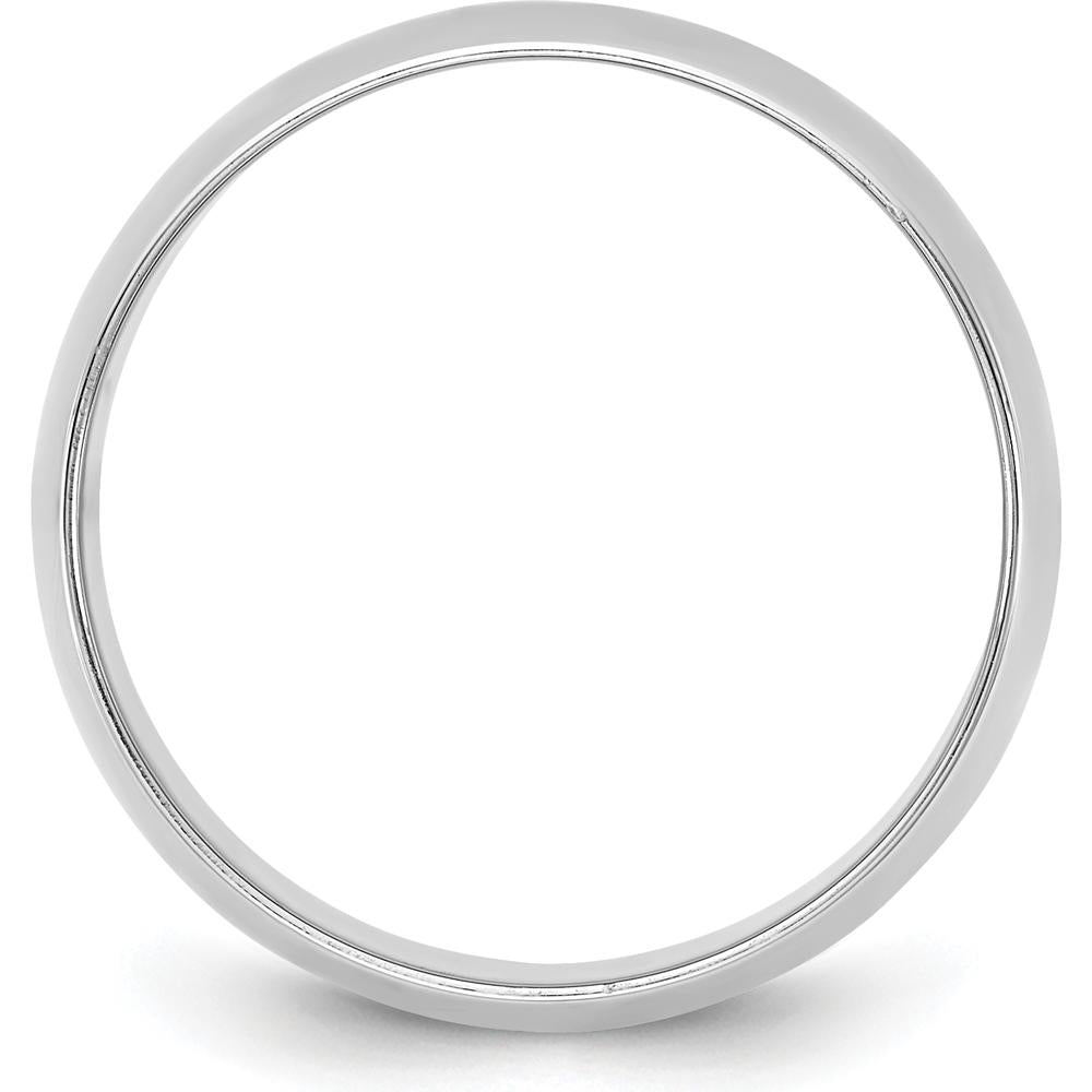 14K White Gold 7.5mm Polished Half-Round Band Ring - Rhodium-Plated, Unisex by Luciano & Cie