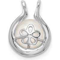 14K White Gold 7.5mm Round Freshwater Cultured Pearl and Diamond Pendant - 0.044 Carat Total Diamond Weight by Monteluci Fine Jewelry