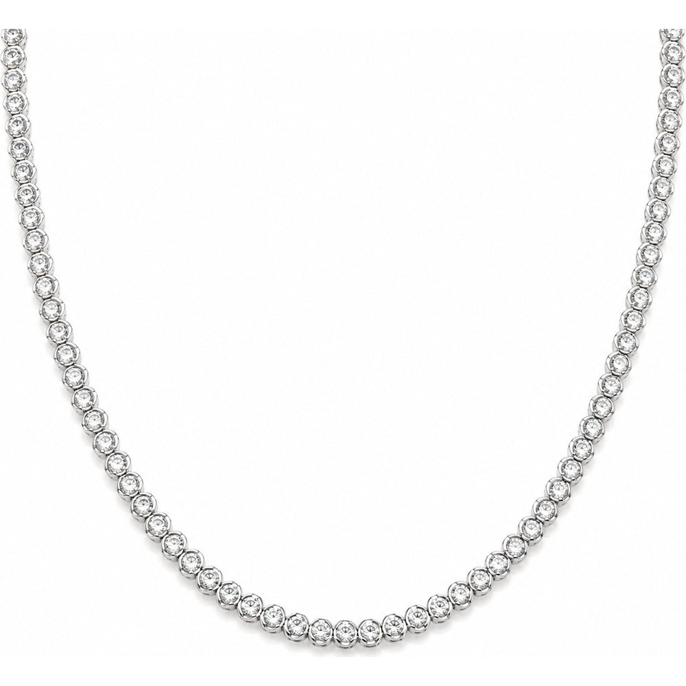 14K White Gold 7.60 Carat Total Diamond Weight Bezel Set Round Diamond Tennis Necklace by Auriventus