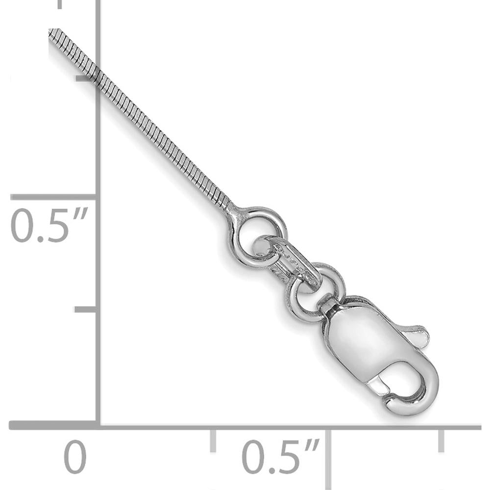 14K White Gold 7" .6mm Octagonal Snake Chain Bracelet with Lobster Clasp by Oro Pregiato