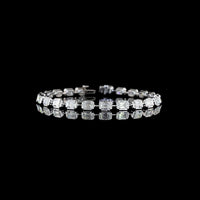 14K White Gold 7.70 Carats East-West Emerald Cut Lab Diamond Station Bracelet with Bezel-Prong Settings - E-F Color VS1 Clarity - Covaloro Fine Jewelry