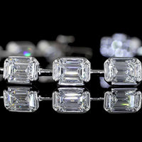 14K White Gold 7.70 Carats East-West Emerald Cut Lab Diamond Station Bracelet with Bezel-Prong Settings - E-F Color VS1 Clarity - Covaloro Fine Jewelry