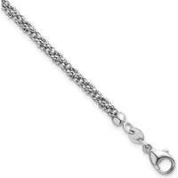 14K White Gold 7.75" Twisted Mesh Fancy Beaded Bracelet with Polished and Textured Finish by 0