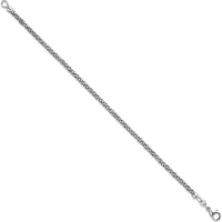 14K White Gold 7.75" Twisted Mesh Fancy Beaded Bracelet with Polished and Textured Finish by 0