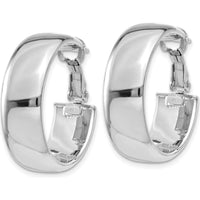 14K White Gold 7.75mm Polished Omega Back Hoop Earrings by Oro Pregiato